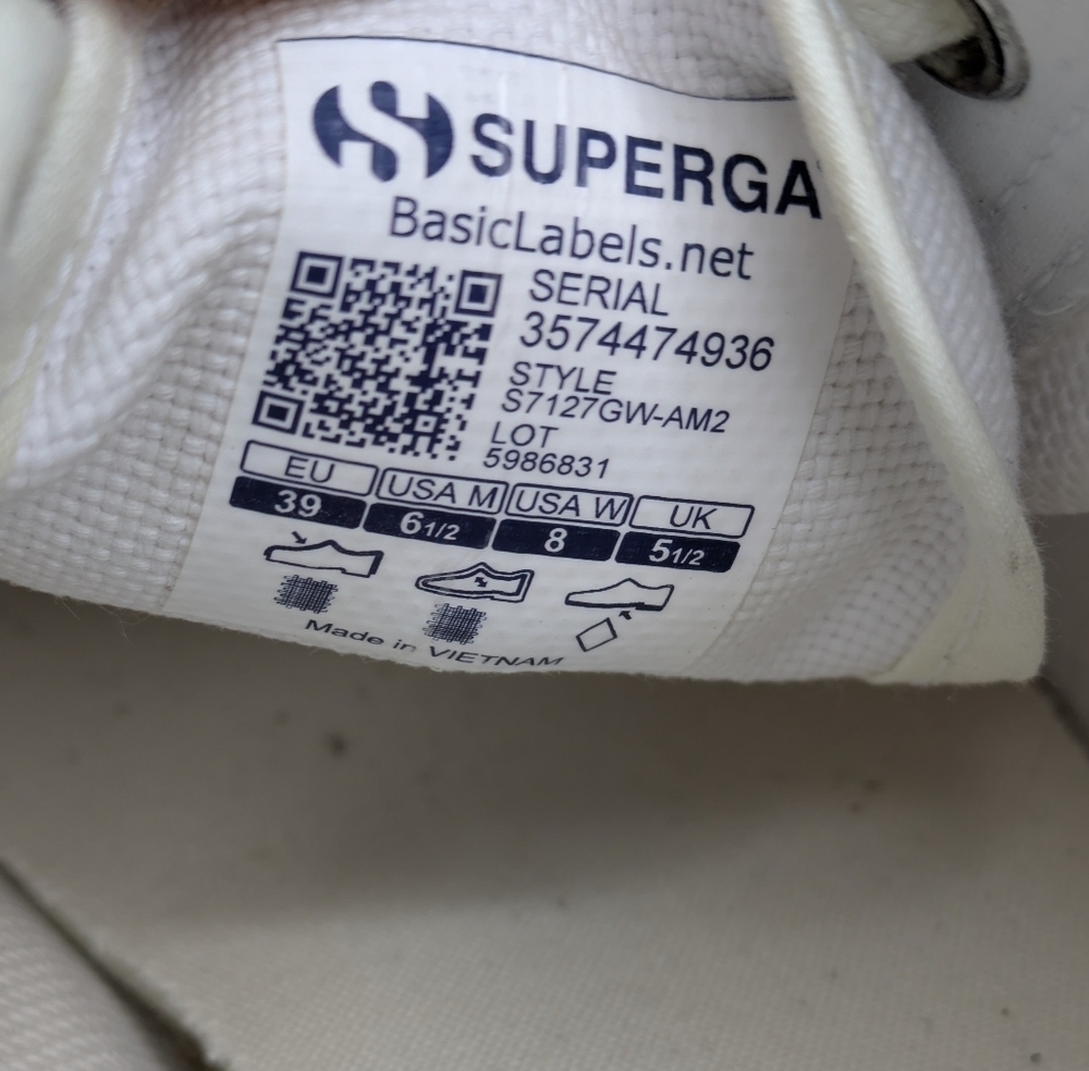 Superga Emily Ratajkowski White Sneaker Shoe 8 Women 6.5 Men - Picture 7 of 8